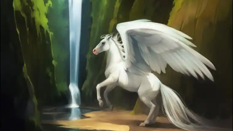 飞马,马,翅膀,山谷,小溪,幻想画面,唯美意境壁纸