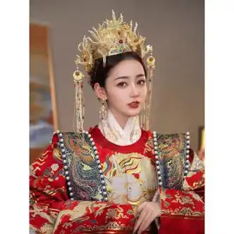 头饰敬酒服公主秀2022明制汉服秀禾发饰秀禾皇后凤冠套装耳钩礼盒装