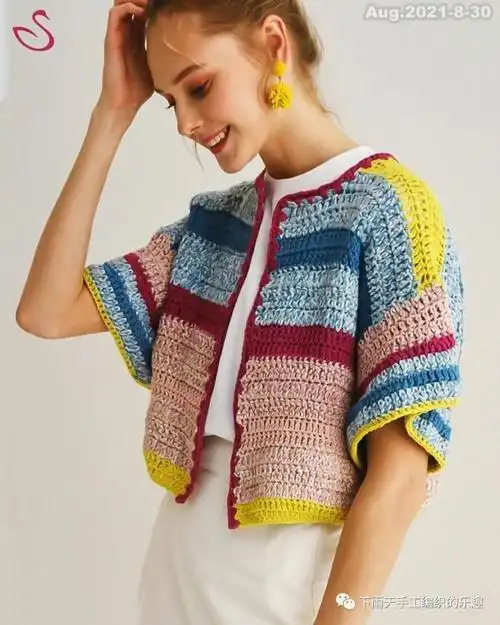 好织又可爱!超简单的钩针小外套,花样图解