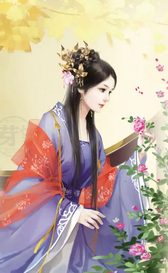 手绘美女古风 古装女子彩图插图 xf065-淘宝网