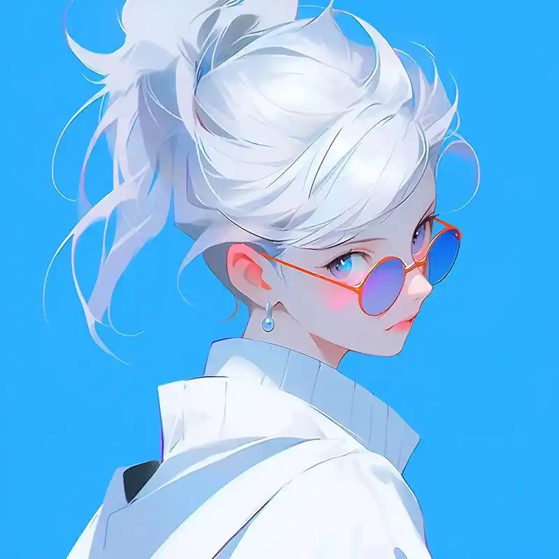 白毛 眼镜控 蓝色#优质头像 #女生头像 #动漫女头 - 抖音