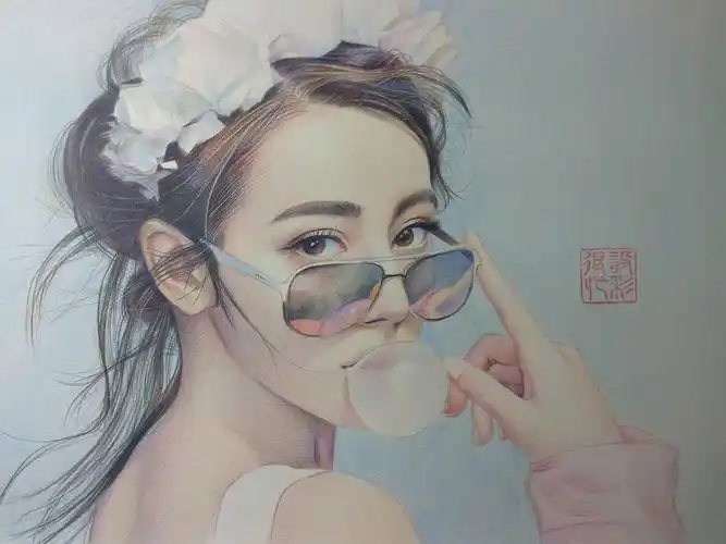 彩铅手绘迪丽热巴