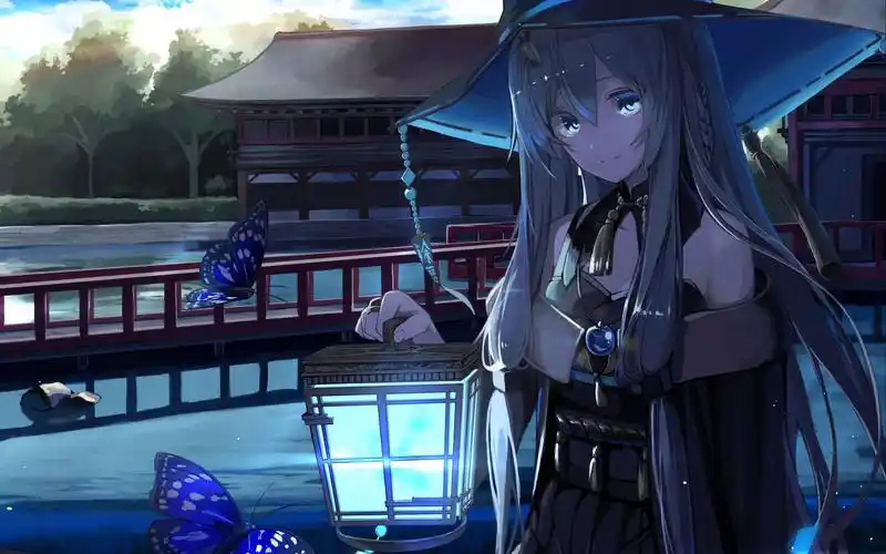 蓝色提灯少女动态壁纸
