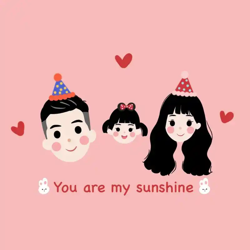 可爱卡通简笔画全家福头像 93我爱我家7815我们幸福的一家三口