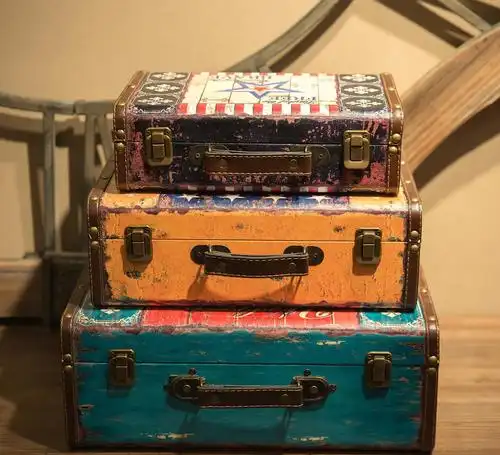 工业乡村复古做旧行李装饰箱 纯手工欧美橱窗工艺品摆件道具