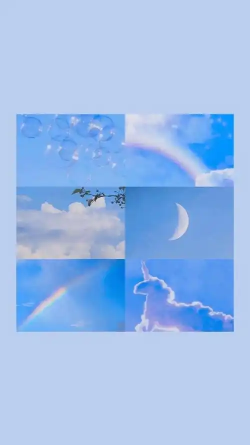 蓝色小清新个性创意拼贴手机壁纸