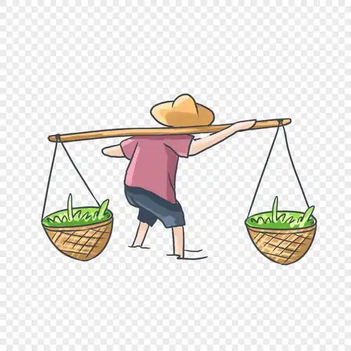 一个人挑着扁担简笔画