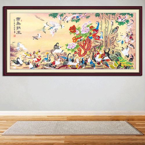 百鸟朝凤图客厅招财镇宅风水画招中式挂画凤凰入户龙凤呈祥画by5