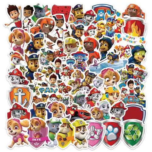 50张国漫动画片汪汪队儿童卡通贴画行李箱防水贴纸