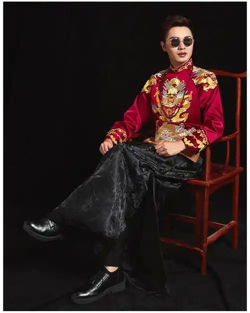 俞兆林男装秀禾服新郎多款秀禾男马褂夏季男士新郎服中式婚礼结婚礼服