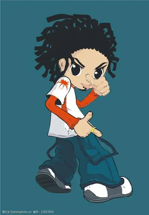 时尚卡通人物街舞男孩