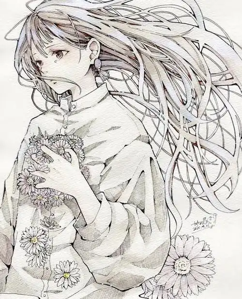 人物黑白动漫素材插画绘画线稿手绘女生男生… - 堆糖,美图壁纸兴趣