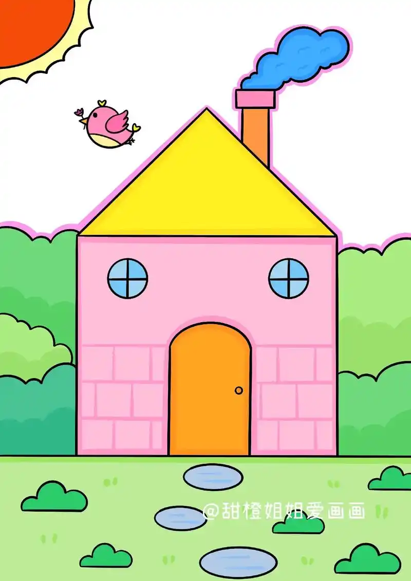 小房子儿童画.简单易学小房子#画画 #简笔画 #儿童画 #幼 - 抖音