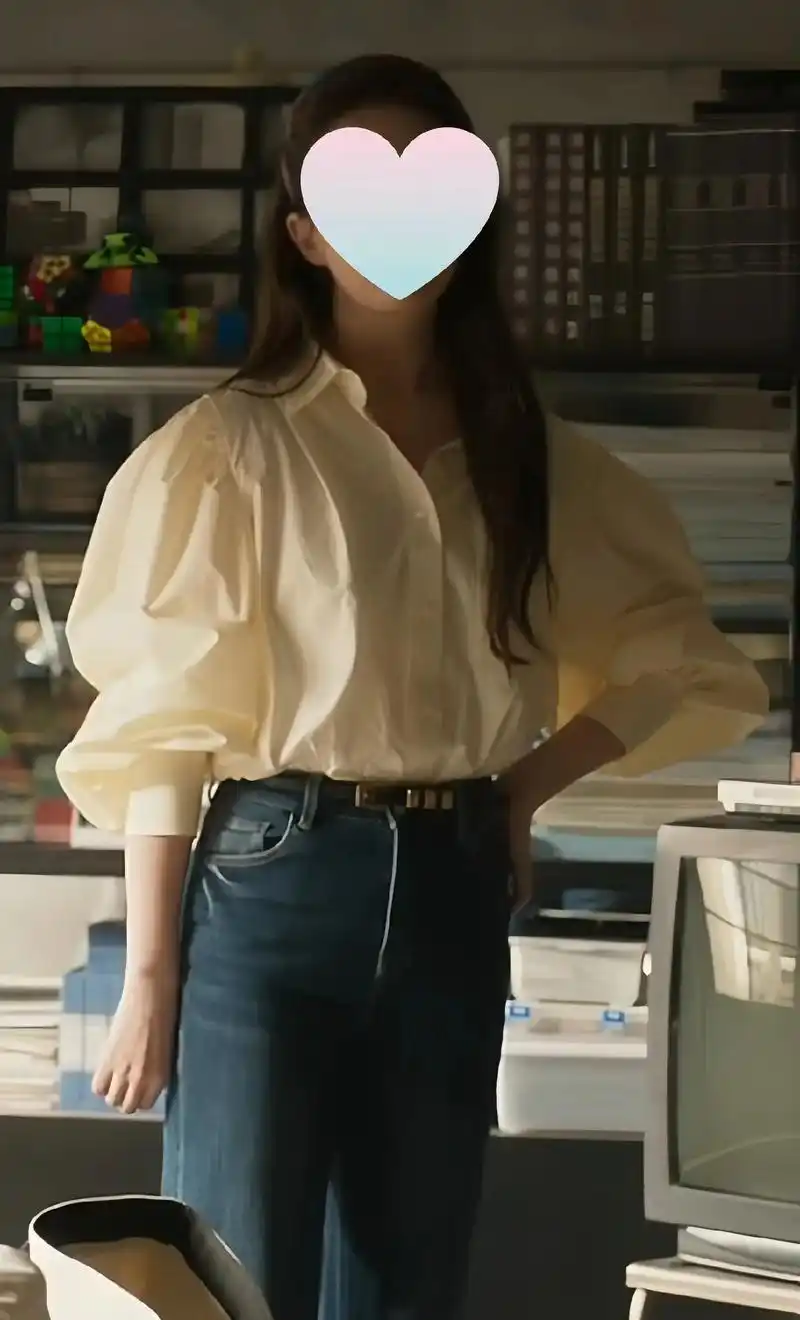 刘亦菲同款!玫瑰故事黄亦玫泡泡袖衬衫