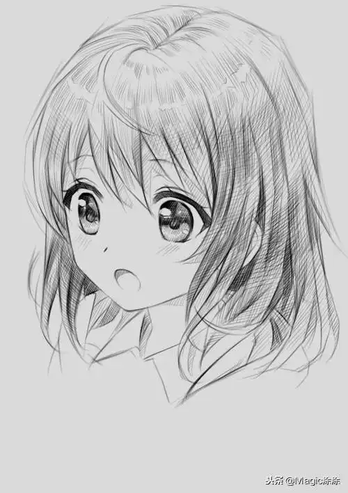 手绘动漫人物教学:素描风萌萌哒短发女孩