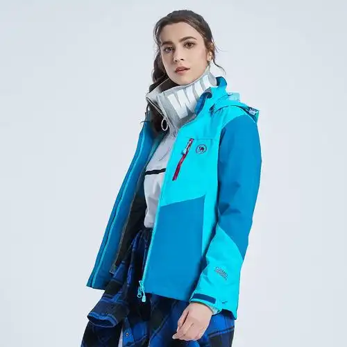 骆驼牌 时尚保暖 女款冲锋衣 耐磨两件套 可拆卸抓绒内胆 加厚秋冬