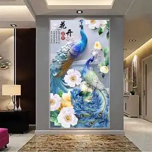 5d立体孔雀定制壁纸