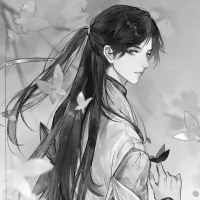 漫画古风男生头像黑白高清图片