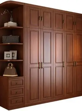 新中式全实木衣柜平开门卧室家用组装大衣橱简约原木整体储物柜子