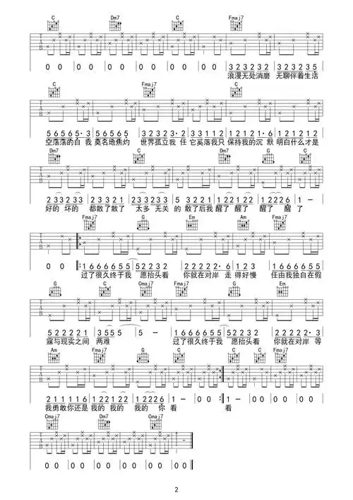 走马吉他谱陈粒c调西安简单吉他版