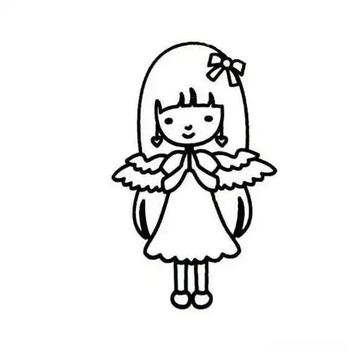 小天使女孩简笔画