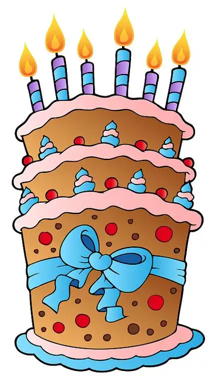 带有大丝带的卡通蛋糕图片