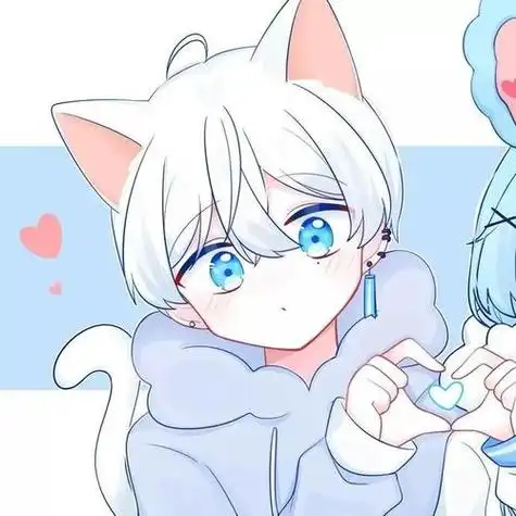 可爱猫耳情侣头像动漫 动漫头像图片大全 -【爱个性】