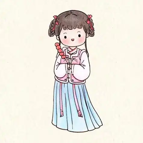 简笔画古风插画汉服新年去哪玩简笔画教程文化绘画