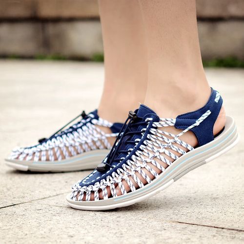 其乐包头凉鞋男新款室外穿潮流休闲运动夏季编织沙滩男士拖鞋开车凉鞋