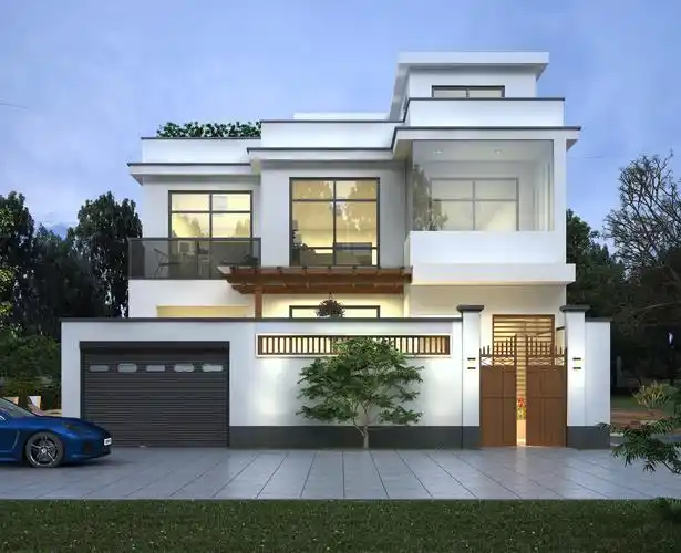 带露天车库最美三层现代风别墅有图纸可定制