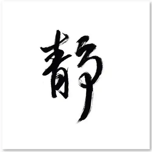 静中文毛笔字纹身图案