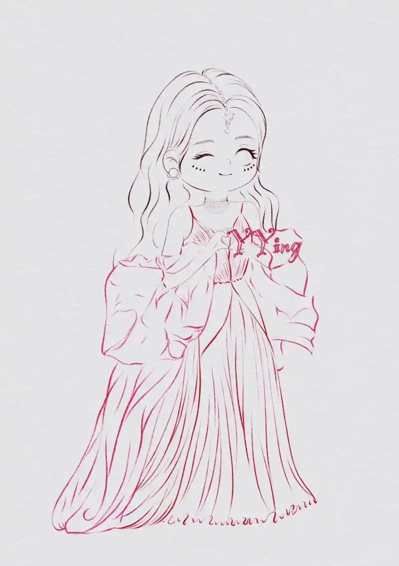 萌萌q版|迪丽热巴(线稿) 明天上色