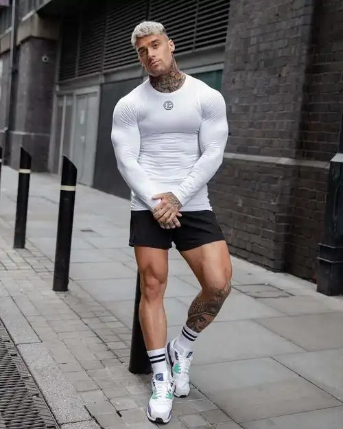 2019秋季新款肌肉男兄弟运动t恤男子长袖速干衣弹力健身训练服