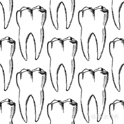 素描的牙齿, 矢量老式无缝模式