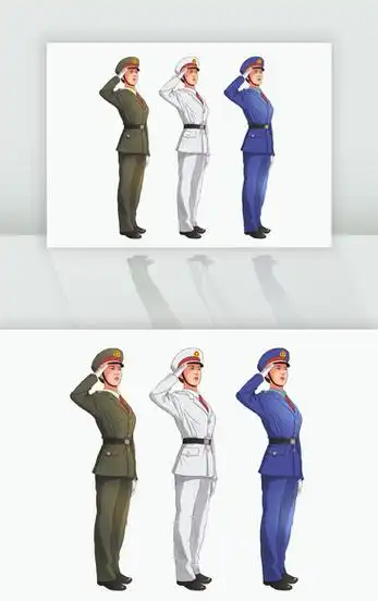 手绘国庆女军人敬礼素材