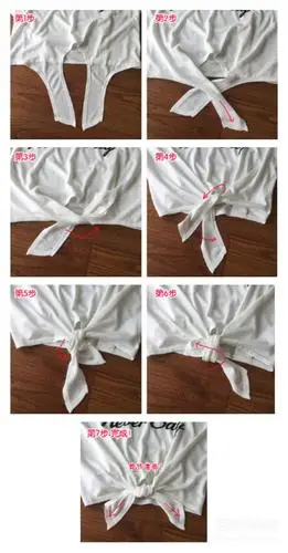t袖方法101将t恤的右边下摆拉出来,尽量拉长一些.
