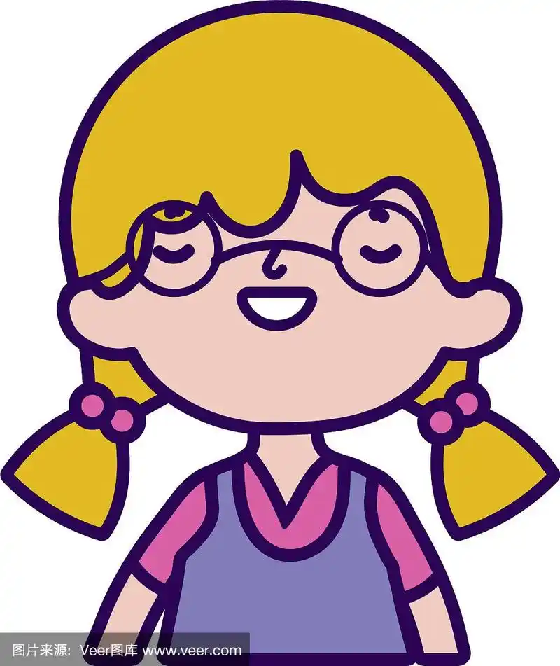 可爱的小女孩快乐的卡通人物肖像