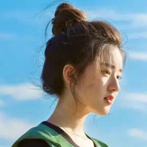 头像女生唯美小清新丸子头侧脸阳光
