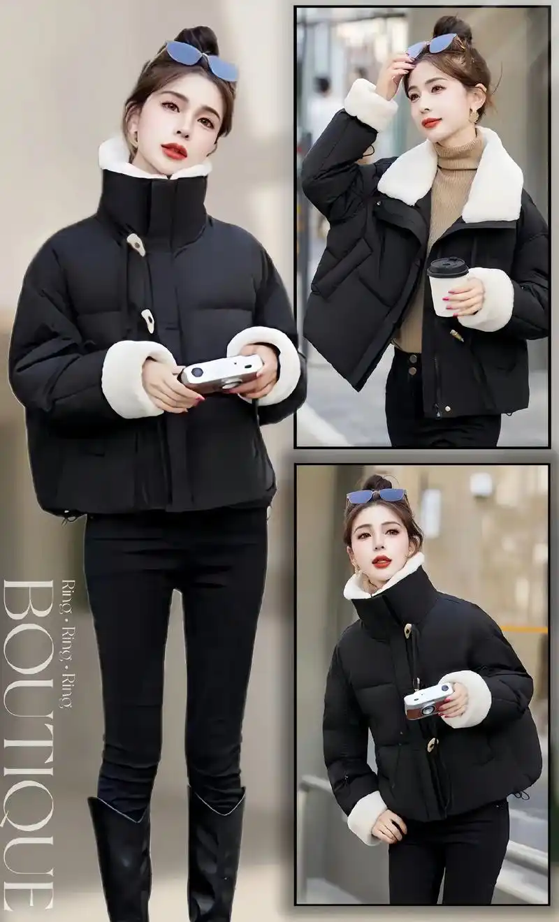 冬季时尚羊羔绒外套 秋冬季的韩流来了,拼接的羊羔绒可以这个冬天带来