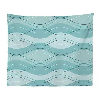 沃宏日式浮世绘海浪纹沙发巾墙面背景民族个性挂毯装饰壁毯艺术画布