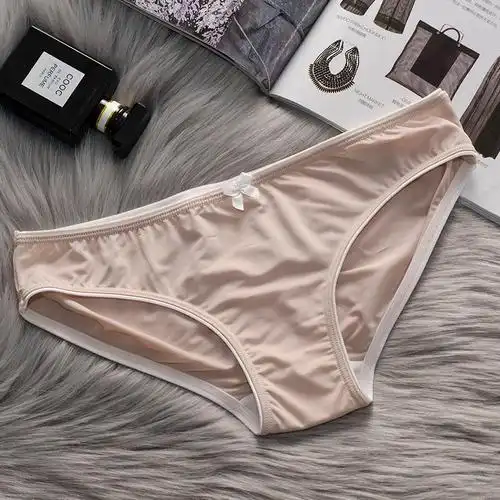 新款冰丝女士低腰抗菌性感内裤透气舒适无勒痕比基尼款颜色随机三条装