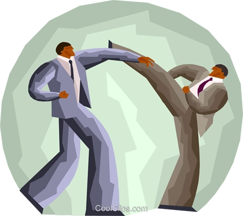 商业竞争对手发动战 免版税矢量剪贴画插图