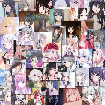 动漫二次元可爱女头像表情包贴纸卡哇伊少女笔记本贴 70张二次元老婆b