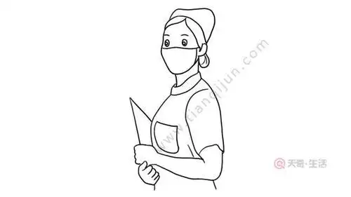 医生穿防护服戴口罩简笔画用硬币画出戴口罩的白衣天使小护士简笔画用