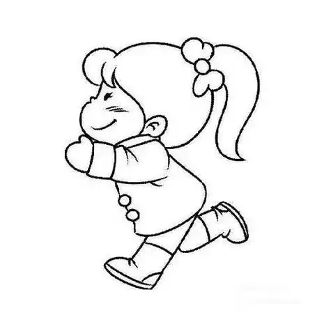 侧身站女孩简笔画