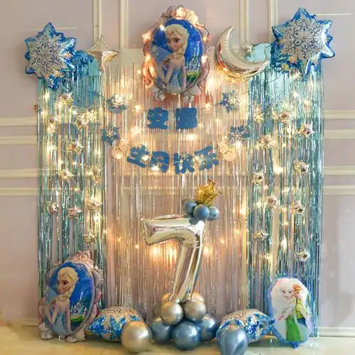 女宝宝两岁生日装饰家庭布置周岁气球小公主派对主题背景公主套餐