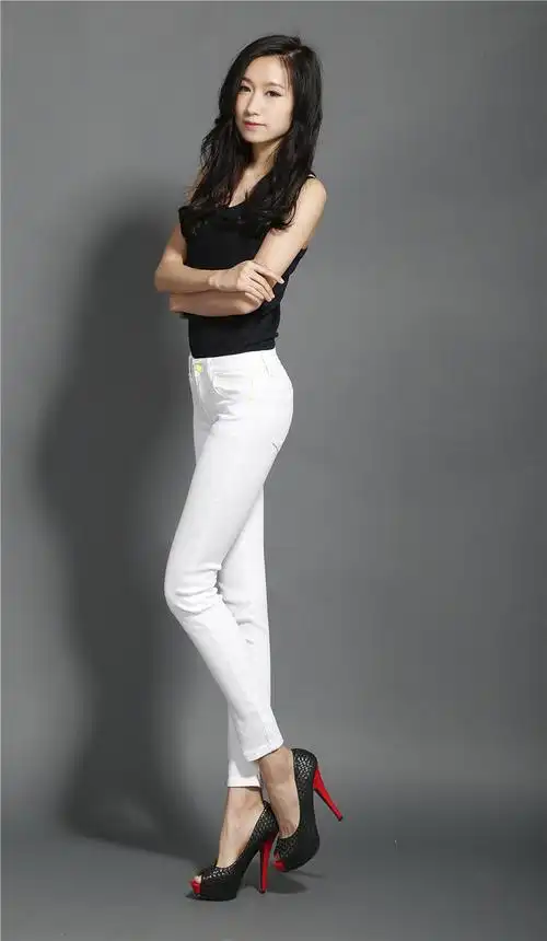 2014夏季新款潮九分白色牛仔裤显瘦小脚裤厂家直销牛仔裤女式