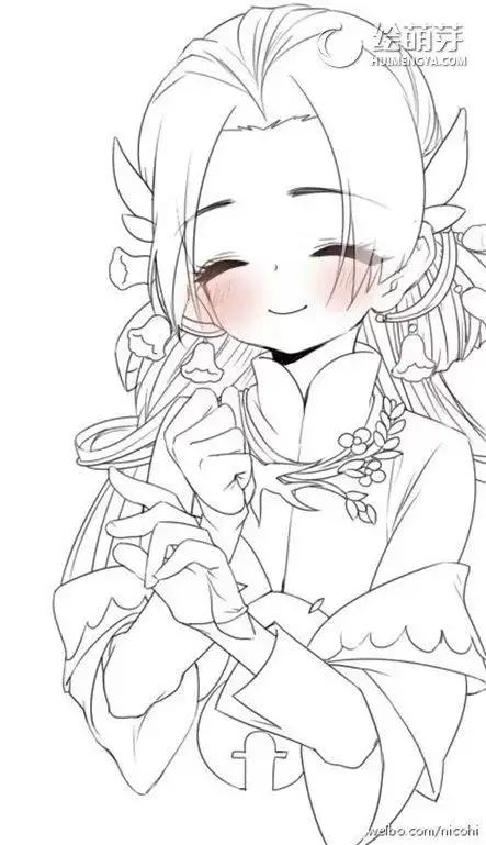 阿芸老师手绘数字古风动漫萌系害羞男生人物线稿素材