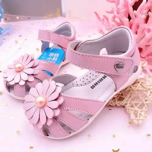 斯乃纳女童羊皮小凉鞋 夏季儿童粉色公主鞋宝宝学步鞋 sp2022252b