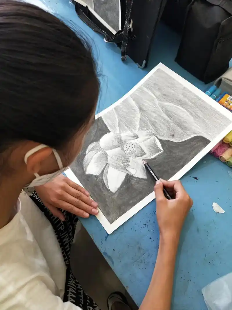 一起学画画 #画画 #素描 花卉#画室日常 #美术课堂 - 抖音